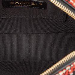 مملوكة مسبقًا Chanel Black Red Tweed and Lambskin Coco Midnight Camera Bag