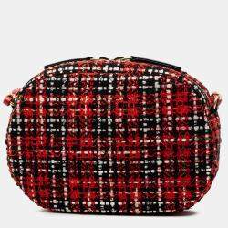 مملوكة مسبقًا Chanel Black Red Tweed and Lambskin Coco Midnight Camera Bag