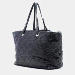 مملوكة مسبقًا Chanel Black Large Glazed Calfskin On The Road Tote