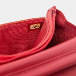 Pre Owned محفظة على سلسلة شانيل كويلتيد بانت جلد برتقالي CC