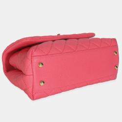 Pre Owned حقيبة شانيل "كوكو" صغيرة يد علوية مبطن جلد كافيار وردي