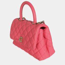 Pre Owned حقيبة شانيل "كوكو" صغيرة يد علوية مبطن جلد كافيار وردي