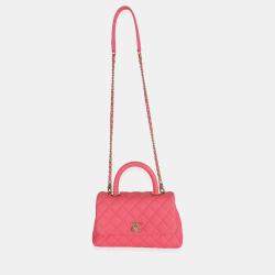 Pre Owned حقيبة شانيل "كوكو" صغيرة يد علوية مبطن جلد كافيار وردي