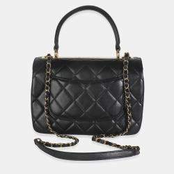 Pre Owned Chanel Black Quilted Lambskin Small Trendy CC Flap Dual Handle Bag