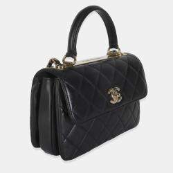 Pre Owned Chanel Black Quilted Lambskin Small Trendy CC Flap Dual Handle Bag