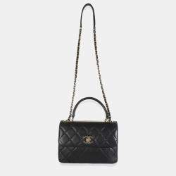 Pre Owned Chanel Black Quilted Lambskin Small Trendy CC Flap Dual Handle Bag