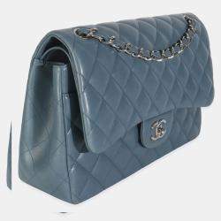 مملوكة مسبقًا Chanel Blue Quilted Lambskin Jumbo Double Flap Bag