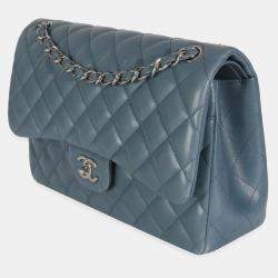 مملوكة مسبقًا Chanel Blue Quilted Lambskin Jumbo Double Flap Bag