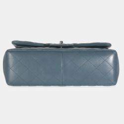 مملوكة مسبقًا Chanel Blue Quilted Lambskin Jumbo Double Flap Bag