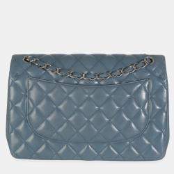 مملوكة مسبقًا Chanel Blue Quilted Lambskin Jumbo Double Flap Bag