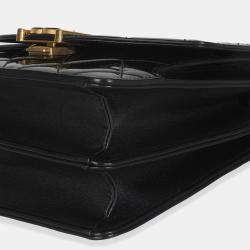 Pre Owned Chanel 23A Black Quilted Patent Accordion Pushlock Top Handle Flap Bag