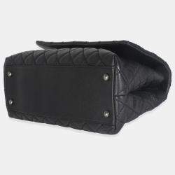 Pre Owned Chanel Black Quilted Caviar Medium Coco Top Handle Handbag