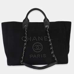 مملوكة مسبقًا Chanel Black Canvas Pearl Medium Deauville Tote