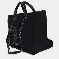 مملوكة مسبقًا Chanel Black Canvas Pearl Medium Deauville Tote