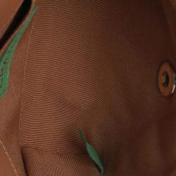 Pre Owned Chanel Quilted Ribbon Chain Flap Mini Green Lambskin Leather Bag