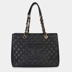مملوكة مسبقًا Chanel Black Quilted Caviar Grand Shopper Tote