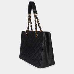 مملوكة مسبقًا Chanel Black Quilted Caviar Grand Shopper Tote
