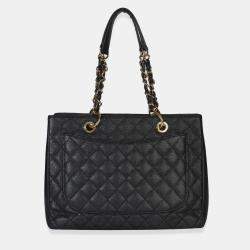 مملوكة مسبقًا Chanel Black Quilted Caviar Grand Shopper Tote