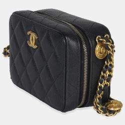 Pre Owned Chanel Black Quilted Twist Your Buttons Clutch With Chain
