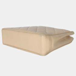 Pre Owned Chanel Vintage Beige Quilted Lambskin CC Shoulder Tote