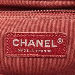 Pre Owned Chanel Boy Large Red Quilted Caviar Leather Flap Bag