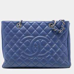 Pre Owned Chanel Blue Caviar Grand Shopping Tote
