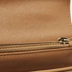 Pre Owned محفظة بسلسلة شانيل جلد مبطن بني 19