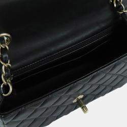 Pre Owned Chanel Black Mini Rectangular Classic Lambskin Single Flap