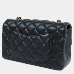 Pre Owned Chanel Black Mini Rectangular Classic Lambskin Single Flap