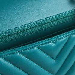 مملوكة مسبقًا Chanel Green Mini Rectangular Chevron Lambskin Single Flap