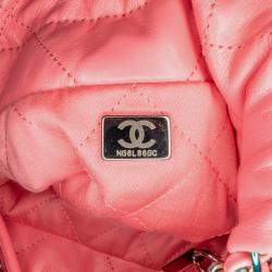 Pre Owned Chanel Pink Mini Shiny Calfskin Rainbow Hardware 22 Handbag
