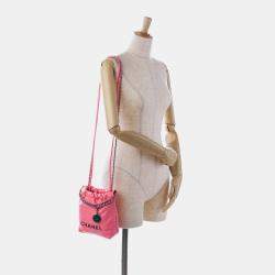 Pre Owned Chanel Pink Mini Shiny Calfskin Rainbow Hardware 22 Handbag