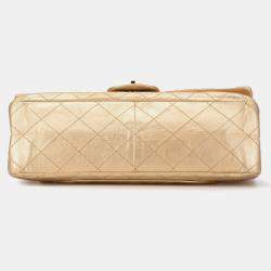 Pre Owned حقيبة شانيل ذهبية ريشيو 2.55 من جلد العجل القديم دبل فلاب 227