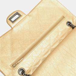 Pre Owned حقيبة شانيل ذهبية ريشيو 2.55 من جلد العجل القديم دبل فلاب 227