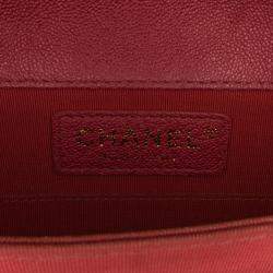 Pre Owned Chanel Pink Quilted Caviar North South Boy Flap