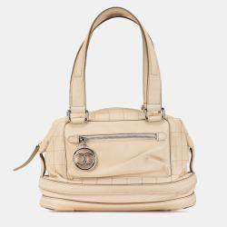 Pre Owned حقيبة شانيل بولينج مربعة غرز جلد ماعز بني