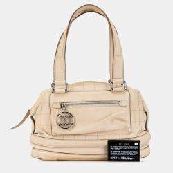 Pre Owned حقيبة شانيل بولينج مربعة غرز جلد ماعز بني