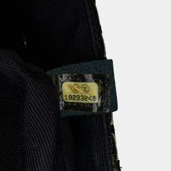 Pre Owned Chanel Black White Mini Rectangular Classic Ribbon Tweed Double Flap