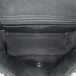 Pre Owned Chanel Black White Mini Rectangular Classic Ribbon Tweed Double Flap