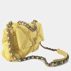 Pre Owned Chanel Yellow Medium Canvas 19 Flap
