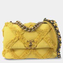 Pre Owned Chanel Yellow Medium Canvas 19 Flap