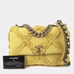 Pre Owned Chanel Yellow Medium Canvas 19 Flap