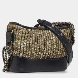 Pre Owned Chanel Black Small Painted Knit Gabrielle Crossbody Bag