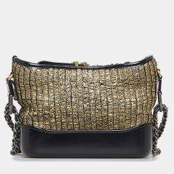 Pre Owned Chanel Black Small Painted Knit Gabrielle Crossbody Bag