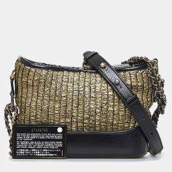 Pre Owned Chanel Black Small Painted Knit Gabrielle Crossbody Bag