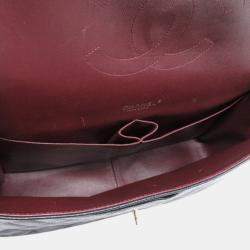 Pre Owned حقيبة شانيل كلاسيكية مزدوجة الغطاء كبيرة من جلد كافيار أسود