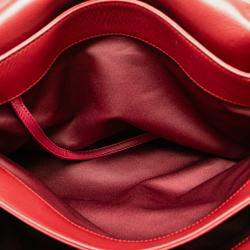 مملوكة مسبقًا حقيبة شانيل حمراء ماكسي جلد النعومة بتصميم أكورديون ثلاثي الإغلاق