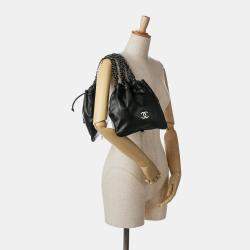 Pre Owned Chanel Black CC Calfskin Dual Twin Chain Handbag