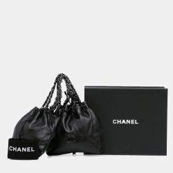 Pre Owned Chanel Black CC Calfskin Dual Twin Chain Handbag