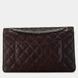 Pre Owned Chanel Brown Caviar and Iridescent Calfskin Reissue 2.55 Double Flap 226